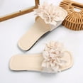 thumbnail image 6 of Dakaela Slide Sandals for Women Flower Square Open Toe Summer Slippers Beach Vacation Casual Flat Shoes, 6 of 8