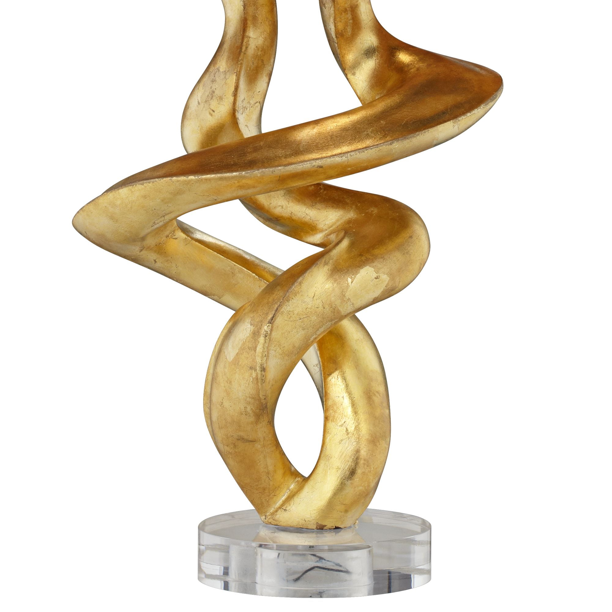 Kathy Ireland Impressions 33" Tall Sculpture Base Large Modern Luxury End Table Lamp Gold Leaf Finish Single Living Room Bedroom