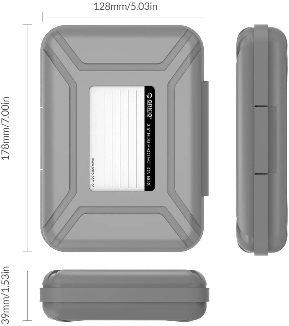 ORICO 5 Pack 3.5 Inch Hard Drive Organizer Box Built-in EVA Crash Pads Anti-Static Shockproof External HDD Storage Case