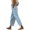 Blue, variant on Lixiuxyad Women Drawstring Pants Women High Waist Pants Drawstring Capri Pants With Pockets Wide Leg Cropped Pants For Women Blue