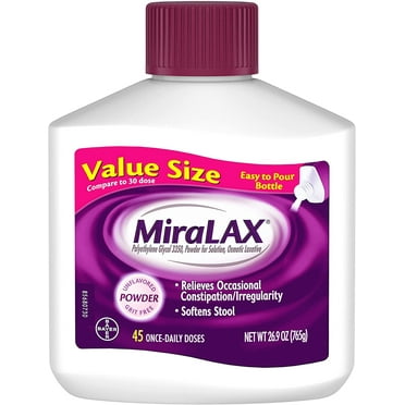 MiraLAX Laxative Powder for Gentle Constipation Relief, #1 Dr. Recommended Brand, 45 Dose Polyethylene Glycol 3350, Stimulant-Free, Softens Stool