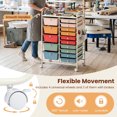 thumbnail image 4 of 15-Drawer Rolling Storage Cart with Metal Tabletop and Pegboard, Scrapbook Paper Office School Organizer,Macaron, 4 of 8