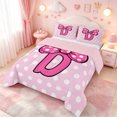 thumbnail image 2 of meiyoeat Polka Dot Bow Monogrammed D Full Size Comforter Sets For Girls,Pink Cute Initial Design Bedding Comforter Set,Pink Reversible,3 Pieces,1 Comforter and 2 Pillowcases, 2 of 7