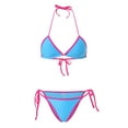 thumbnail image 6 of GEWSEY Women's Extreme Sexy Swimsuit Color Block Micro Bikini Tie Side 2 Piece Bathing Suits (Sky Blue, XL), 6 of 9