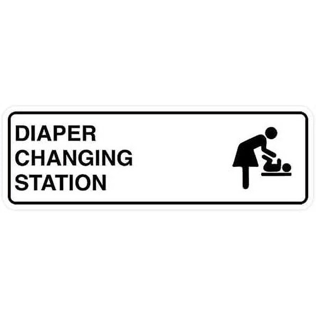 standard diapers changing station sign (white) small