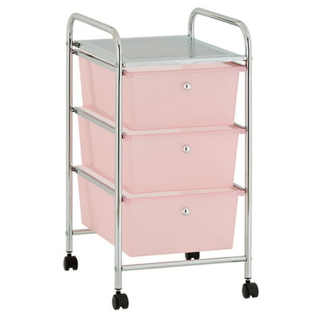 Urban Shop Plastic 3 Drawer Rolling Organizer Storage Cart