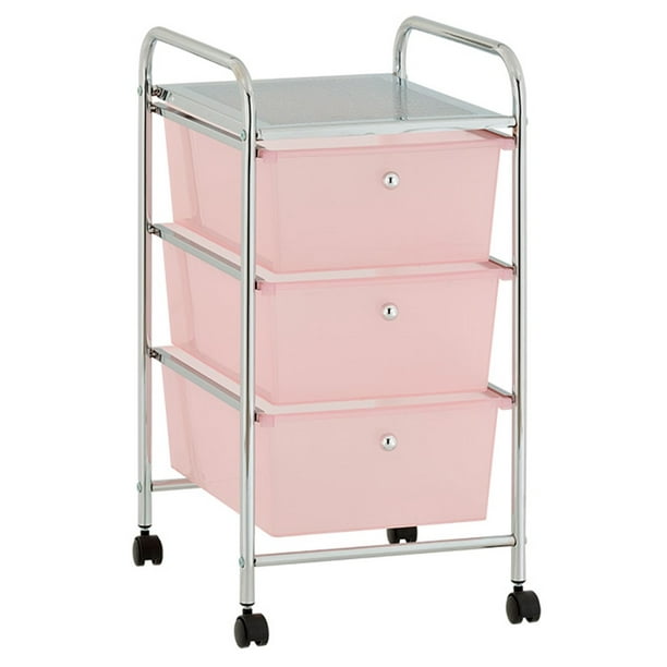 Urban Shop Plastic 3 Drawer Rolling Organizer Storage Cart