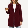 thumbnail image 2 of purcolt Women's Sherpa Fuzzy Fleece Jackets Button Down Notched Lapel Mid Trench Coat Casual Warm Winter Cold Weather Pea Coat, 2 of 5