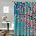 thumbnail image 2 of Chilfamy Flower Shower Curtain, Sakura Blossom Floral Beauty with Sky Japanese Inspired Cherry Spring Theme, Cloth Fabric Bathroom Decor Set with Hooks White, 2 of 7