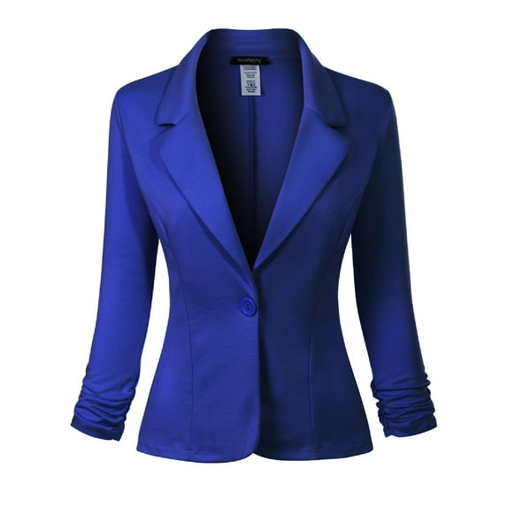 MixMatchy Women's Classic Casual Work Solid Color Knit Blazer