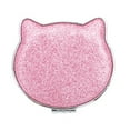 thumbnail image 1 of Unique Bargains 1 Pc Espejo de maquillaje estilo gato para mujeres para viajes vacaciones rosa espejo de aluminio cuero PU, 1 of 1