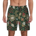 thumbnail image 2 of Picia Red Leaves pattern Mens Swim Trunks with Compression Liner Stretch Beach Shorts Quick Dry with Zipper Pockets No-Chafing Board Shorts-, 2 of 9