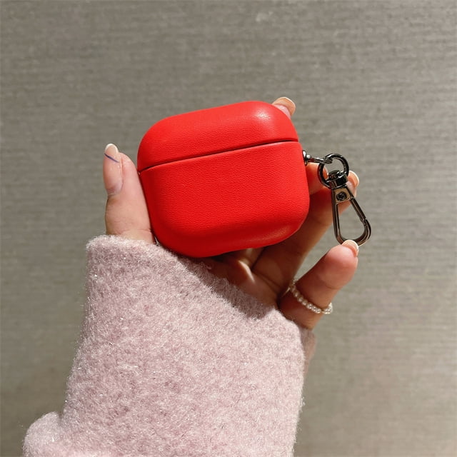 DIY Luxury Soft Leather Customization Earphone Case For Airpods 3 Pro 1 2 Cover Customer Name Letters Print Protective Cover Red For Airpods 1 2
