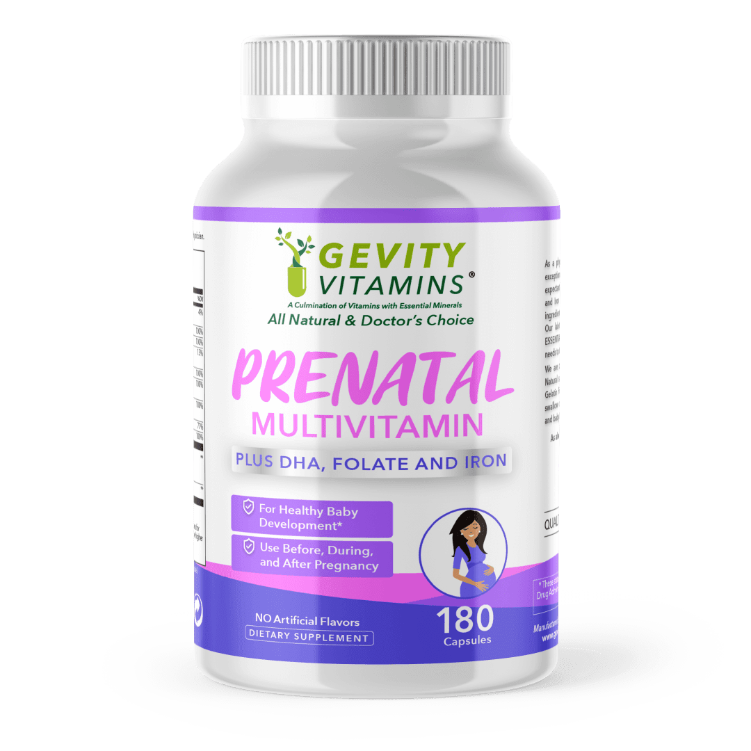 Women's Prenatal Multivitamin by Gevity Vitamins D3 with DHA, Folate