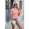 thumbnail image 3 of Anbech Women's Lace Splicing Blouse Shirt Splice Short Sleeve Loose Casual Bright Solid Color Tops, 3 of 9