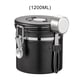 thumbnail image 3 of Yuarrent Recipiente hermético de granos de café de 1,2 l con rastreador de fecha, cuchara, bote de almacenamiento de azúcar para té, tarro Juegos de servir café y té Cuchara Negra/Acero 1200ML, 3 of 6