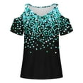 thumbnail image 3 of Mode Décontractée pour Femmes Imprimé Manches Courtes Col Rond Blouses Chemises, 3 of 4