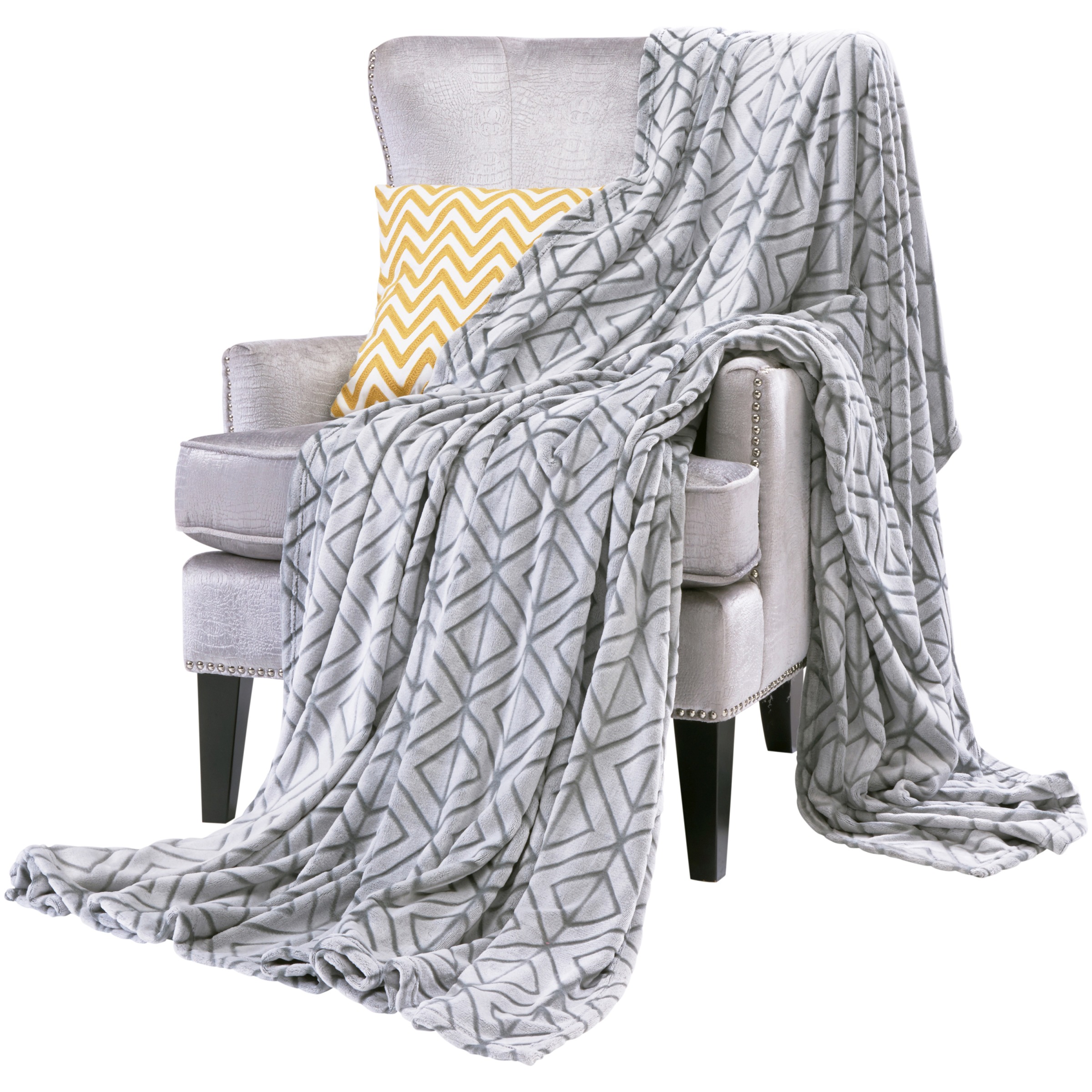 Better Homes & Gardens Luxury Modern Silver Diamond Velvet Plush Bed Blanket, Full/Queen, Textured - image 4 of 4