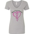 thumbnail image 3 of Inktastic Breast Cancer Awareness with Pink Ribbon Heart Women's V-Neck T-Shirt, 3 of 5