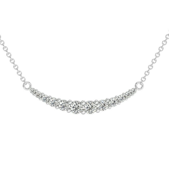 Pompeii 1/2Ct TW Diamond Graduated Bar Necklace 14k Gold Lab Grown Pendant 28mm