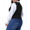 thumbnail image 4 of DARING DIVA Women's Plus Size Fully Lined 4 Button V-Neck Dressy Suit Vest 1X Black, 4 of 6