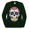 thumbnail image 2 of Wild Bobby Day Of The Dead Sugar Skull Pop Culture Men Long Sleeve Shirt, Forest Green, XX-Large, 2 of 5