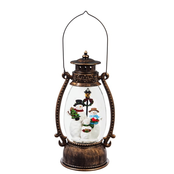 10'' Tall LED Lantern with Spinning Action and Timer function Table Decor, Snowman Choir, 5.1'' x 4.4'' x 10'' inches