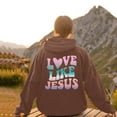 thumbnail image 5 of Christian Hoodies for Women 2025 Love Like Jesus Hoodie with Pockets Y2K Graphic Hooded Sweatshirt Pullover Tops, 5 of 8