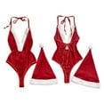 thumbnail image 4 of WZXFASHION Lingerie de Noël pour Femmes, Justaucorps en Peluche Rouge Aguichant avec Père Noël, Tenue de Noël, Ensemble de Chapeau de Noël, sous-Vêtements Rouges G, 4 of 8