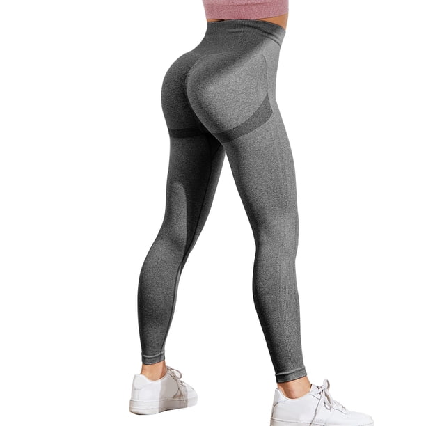 Pantalones de yoga deportivos de cintura alta Entrenamiento Mujeres Push UP Leggings (Gris oscuro M) Likrtyny Deportes al aire libre Salida diaria Juego de fiesta