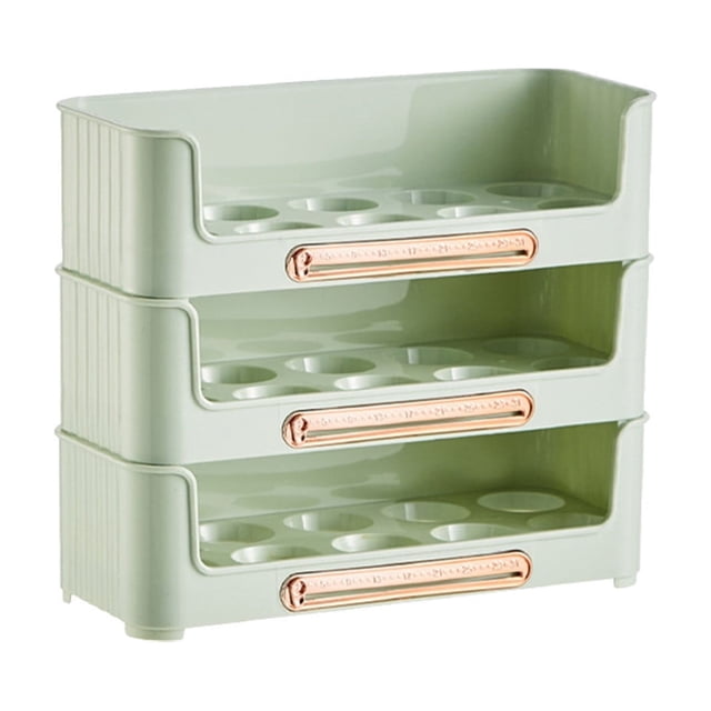 Organizador de huevos para la puerta lateral del refrigerador, apilable, con capacidad para 10 huevos, bandeja de plástico para huevos, ideal para refrigerador, armario, encimera o cocina. Caja de