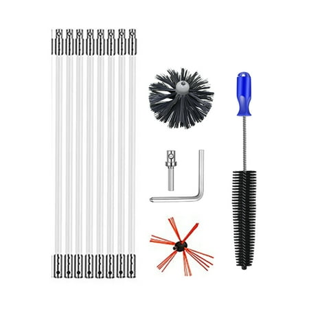 

Viugreum Chimney Sweeping Brush Reinforced Nylon Rod Fireplace Pipe Cleaning System with Replacement Brush Head