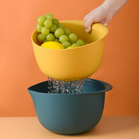 

Jiaroswwei 1 Set Separation Design Rice Strainer Large Capacity PP Vegetable Cleaning Washing Strainer Bowl Kitchen Tools