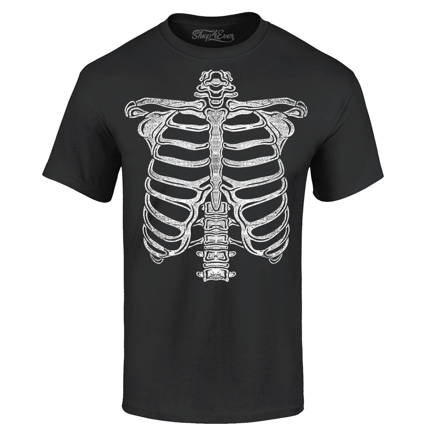 Shop4Ever Men's Skeleton Ribcage Skull Halloween Costume Graphic T ...