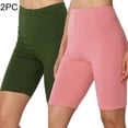 thumbnail image 2 of Diufon Women's 2 Pack Plus Size Shorts High Waist Legging Shorts Summer Solid Color Yoga Shorts, 2 of 7