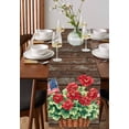 thumbnail image 4 of Independence Day Table Runner Cotton Linen 60 Inch Holiday Dresser Scarves, Patriotic Red Flower Eucalyptus Wood Tablerunner for Kitchen Coffee Dining Bedroom Dinner Scarf Décor 13''x60'', 4 of 9