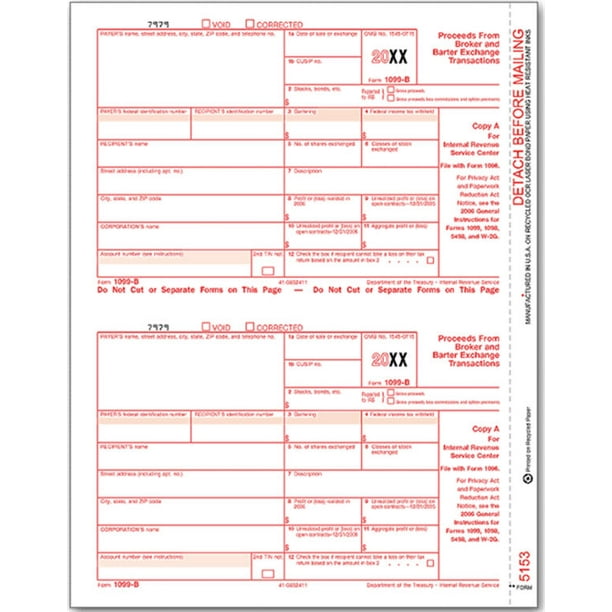 Irs Approved 1099 B Laser Copy A Tax Form Walmart Com
