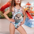 thumbnail image 2 of Yuyamidu Teen Swimsuits for Girls 4-15 Otter Cute Cartoon Swimwear Cross Strap One Piece Swimsuit Quick Dry Summer Beach Bathing Suit, 2 of 7