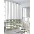 thumbnail image 3 of Fsddascl Sage Green Striped Shower Curtain Set - 48" x 72" Washable Bathtub Curtain with 12 Hooks, Modern Farmhouse Stripes Waterproof Fabric Stall Shower Curtains for Bathroom/Bathtub Décor, 3 of 6