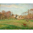 thumbnail image 2 of Pissarro, Camille 32x26 Black Ornate Wood Framed with Double Matting Museum Art Print Titled - Field and Mill at Osny, 2 of 4