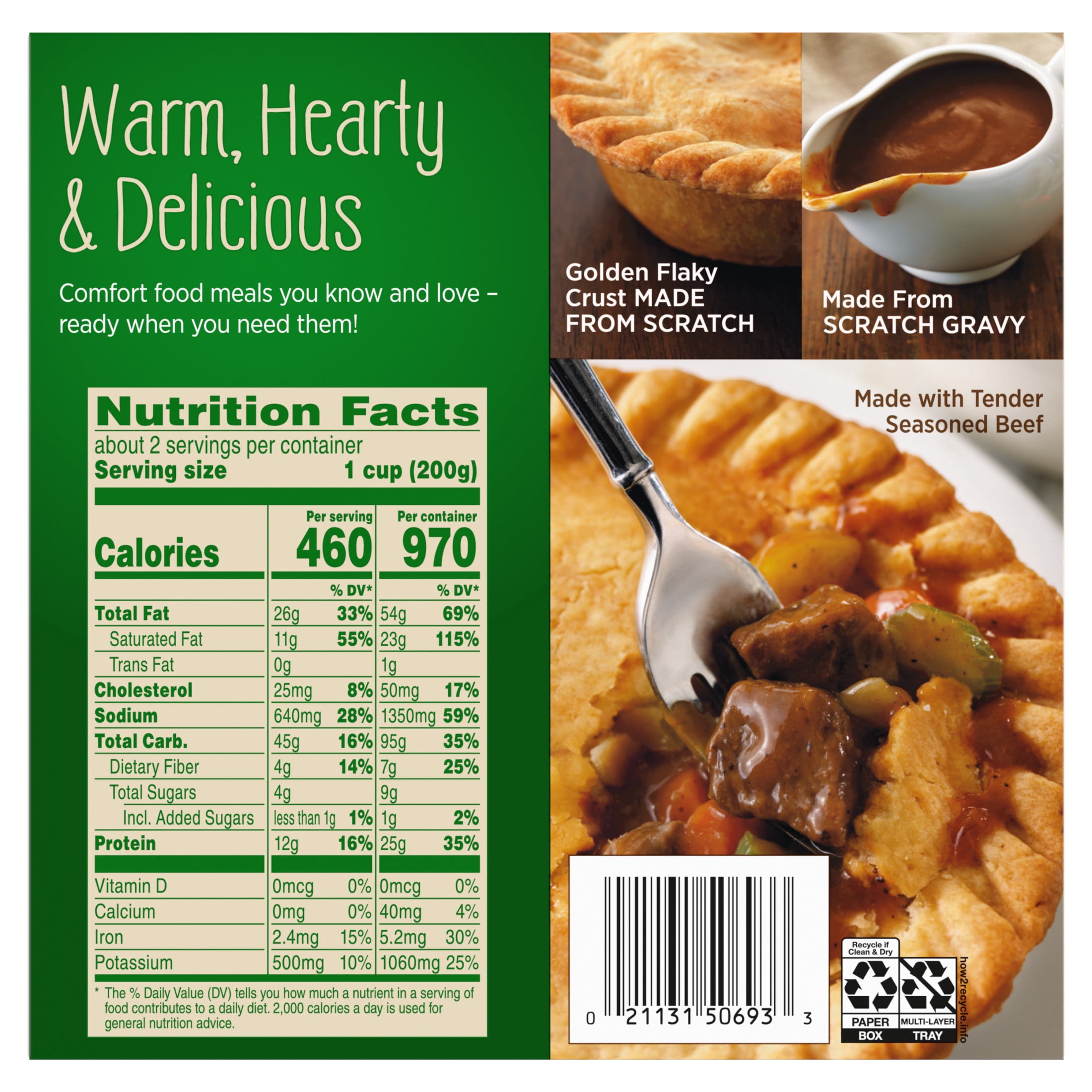 Marie Callender's Beef Pot Pie, Large Size, Frozen Meal, 15 oz.