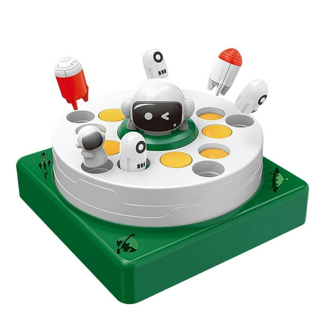 Green Rocket Carousel Toy Bounce And Catch Game Interactive Space Theme Board Game For Kids Family Party Activity Reflex Training Toy 1.32 Lbs