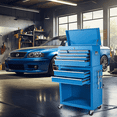 thumbnail image 6 of Tcbosik Lockable Tool Chest with Detachable Top Tool Box, 8-Drawer Rolling Tool Storage Cabinet with Wheels & Side Hooks, Metal Tool Cart for Garage, Workshop, Blue, 6 of 6