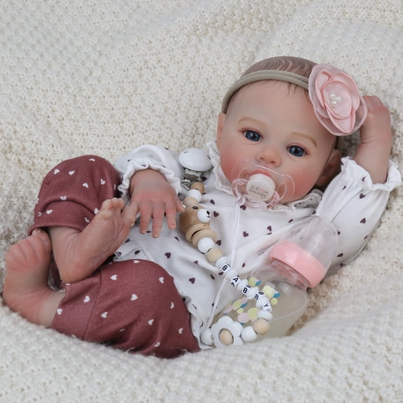 Lifelike Reborn Baby Dolls - 18 Inch Realistic Newborn Baby Dolls Girl, Real Life Baby Dolls with Soft Weighted Body, Real Baby Reborn Gift with Accessories for 3 Years Old Kids