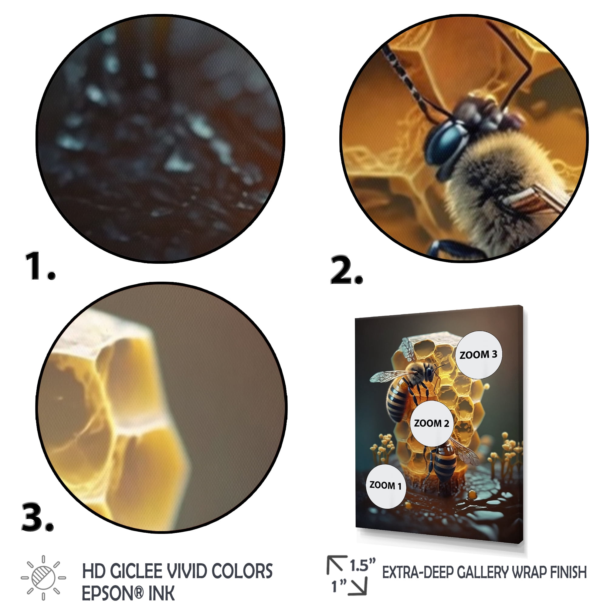 Designart Honey Bees Canvas Wall Art