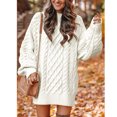 thumbnail image 4 of Leesechin Womens Fall Sweater Dresses Casual Oversized Cable Knit Chunky Pullover Crewneck Long Sleeve Short Sweater Dress White, 4 of 8