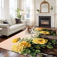 thumbnail image 2 of Spring Floral Area Rugs 5'x7', Washable Small Throw Rugs for Laundry Room Playroom, Yellow Roses Flowers Rustic Botanical Pink Indoor Outdoor Rug Non-Slip Low Pile Carpet Runner Reversible Floor Mats, 2 of 8