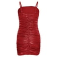 thumbnail image 2 of inlzdz Girls Metallic Formal Dress Spaghetti Strap Bodycon Ruched School Dance Graduation Fancy Dress Red 14, 2 of 5