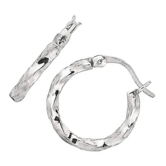 JewelStop 925 Sterling Silver Twisted Hoop Earrings - 3x20mm, (1/8" x 13/16 Inches)