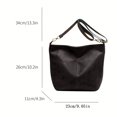 thumbnail image 3 of MINSONG Women's PU Leather Retro Wide Strap Tote Bag, Black, 3 of 12